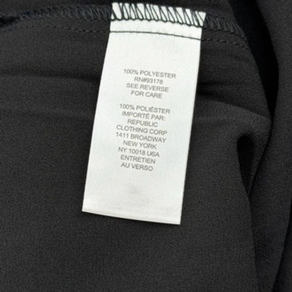 Tahari Black Pleated Puff Balloon Sleeve Button Up Shirt Womens L - Picture 5 of 8